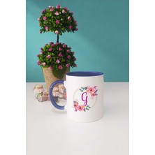 Çiçekli G Harfli Kupa Bardak Lacivert