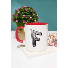 Harf Tasarımlı F Harfli Kupa Bardak Kırmızı