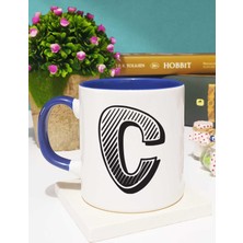 Harf Tasarımlı C Harfli Kupa Bardak Lacivert