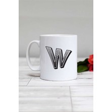 Harf Tasarımlı W Harfli Kupa Bardak Beyaz