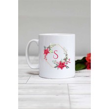 Çiçekli S Harfli Kupa Bardak Beyaz