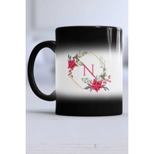 Çiçekli N Harfli Kupa Bardak Sihirli