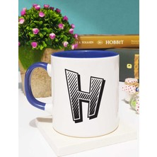 Hedizu Harf Tasarımlı H Harfli Kupa Bardak Lacivert