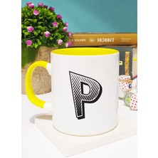 Harf Tasarımlı P Harfli Kupa Bardak Sarı