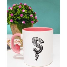 Hedizu Harf Tasarımlı Ş Harfli Kupa Bardak Pembe