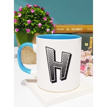 Hedizu Harf Tasarımlı H Harfli Kupa Bardak Mavi