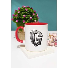 Harf Tasarımlı G Harfli Kupa Bardak Kırmızı