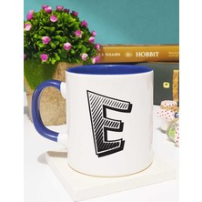 Hedizu Harf Tasarımlı E Harfli Kupa Bardak Lacivert