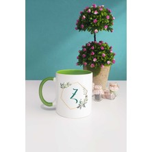 Çiçekli Z Harfli Kupa Bardak Yeşil