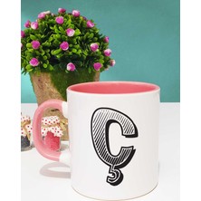 Hedizu Harf Tasarımlı Ç Harfli Kupa Bardak Pembe