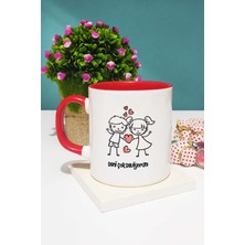 Hedizu Seni Çok Seviyorum Sevgiliye Hediye Kupa Bardak Kırmızı