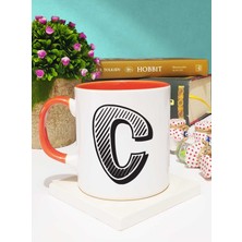 Harf Tasarımlı C Harfli Kupa Bardak Turuncu