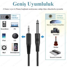 BK Teknoloji 3.5 mm Trs Stereo Erkek - 1/4 (6.35 Mm) Ts Mono Erkek Ses Kablosu 1.5m