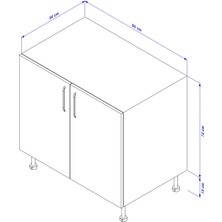 Modüler Mutfak Mutfak Altdolabı 90 cm