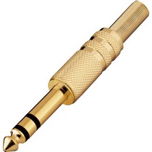Lehimlenebilir Altın Kaplama Metal 6.35 mm Stereo Erkek Çivi Jack