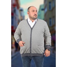 Moc Grande Büyük Beden Düğmeli Hırka 22801 Antrasit Renk Uzun Kol Klasik Stil %50 Pamuk %50 Poly