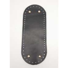 Angel Çanta Aksesuar Gerçek Deri Siyah 30X12 cm Oval Light Gold Metalli Çanta Tabanı