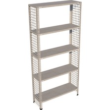 Rafburada 5 Katlı Galvaniz Tel Kafes Çelik Raf - Dekoratif Raf - 31x60 cm-200 cm