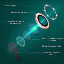 KVK Privacy Apple iPhone 13 Pro Max / 13 Pro Uyumlu Grafit Taşlı Kamera Lensi Koruyucu