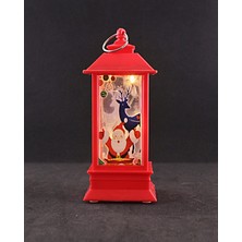 Deco Elit Noel Yılbaşı 2023 Temalı Peri Ledli Mini Fener Asma Kulplu Kırmızı