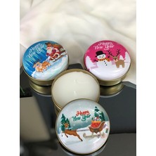 Masalsı Concept Yılbaşı Yeni Yıl Konsept 3lü Mumlu Metal Kutu Seti Christmas Candle Boxes With Candle 7x3.5