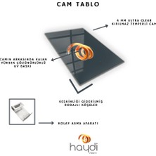 Haydi Dekor Beyaz Zeminde Modern Sanat Akımı Yeşil Yapraklı  Bitki Adam Cam Tablo