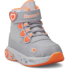 Picasso Kids 094 Deri Bebe Sneaker Bot Gri Turuncu