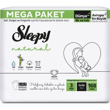 Sleepy Natural Mega Paket Bebek Bezi 3 Numara Midi 168 Adet