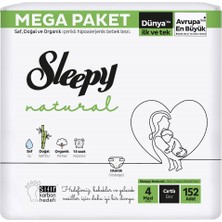 Sleepy Natural Mega Paket Bebek Bezi 4 Numara Maxi 152 Adet