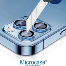 Microcase iPhone 13 Pro Max Kamera Camı Lens Koruyucu Halka Set - Sierra Mavi