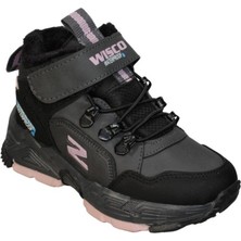 Yaz Kış Ayakkabı Yazkış Çocuk Siyah Gri Pembe 28-35 Bilekli Içi Kürklü Çırtlı Termo Kaymaz Taban Soğuya Dyanıklı Bot