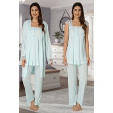 Puerpera Effort Kadın Yeşil Hamile Lohusa Sabahlıklı Pijama Takımı 2301
