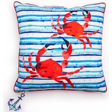 Es Dekor Anemoss Yengeç Desenli Elyaf Dolgulu Pamuklu Kare Koleksiyon Yastık 40CM