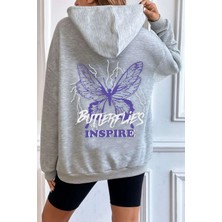 Trendypassion Unisex Butterfly & Letter Graphic Baskılı Sweatshirt