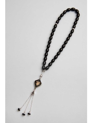 So CHIC Onix Taşlı Gümüş Kartal Figürlü 23 cm Tesbih