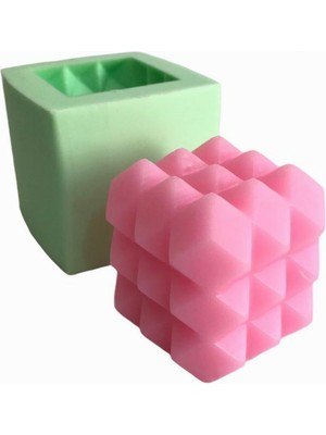 Depposite Küp Şekilli Bubble Mum Kalıbı-Fantastik Rubik Silikon Mum Kalıbı