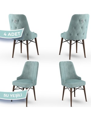 Canisa Concept Pare Serisi, 1.sınıf Babyface Ithal Kumaş, 4 Adet Sandalye, Ceviz Gürgen Ayak, Gümüş Halkalı