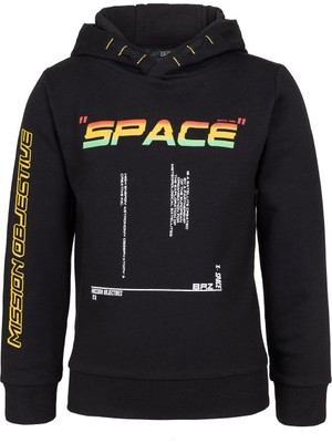 BRZ Collection Space Baskılı Erkek Çocuk Kapüşonlu Sweatshirt