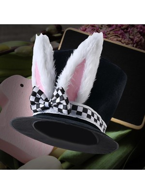 Hapais Bunny Ears Komik Partisi Top Şapka Moda Damalı Bowknot Polyester (Yurt Dışından)