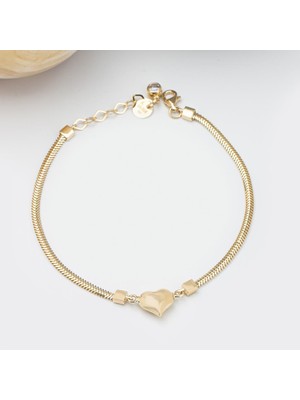 Tufanlar Kuyumculuk Altın Yılan Zincir Kalpli Bileklik