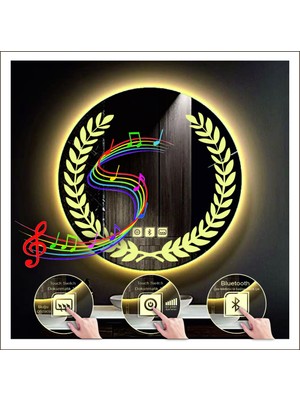 Dnr-MirrorDnr-Mirror 70 cm Günışığı Ledli Tasarım Kumlamalı Dokunmatik Bluetoothlu Buğu Önleyicili Makyaj Banyo Aynası