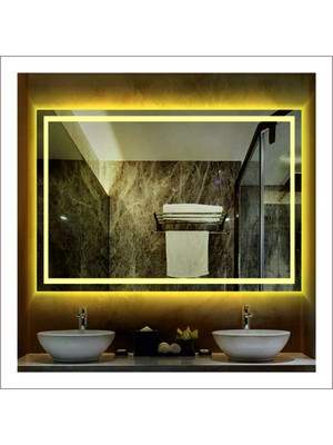 Dnr-Mirror80x100 Cm Günışığı Ledli Tasarım Kumlamalı Banyo Aynası Makyaj Aynası Işıklı Ayna