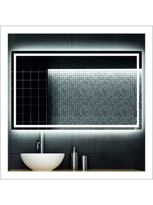 Dnr-Mirror80x100 Cm Günışığı Ledli Tasarım Kumlamalı Banyo Aynası Makyaj Aynası Işıklı Ayna