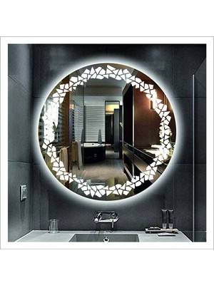 Dnr-MirrorDnr-Mirror 70 cm Beyaz Ledli Tasarım Kumlamalı Banyo Aynası Makyaj Aynası Işıklı Ayna