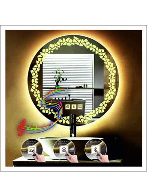 Dnr-MirrorDnr-Mirror 70 cm Günışığı Ledli Tasarım Kumlamalı Dokunmatik Bluetoothlu Buğu Önleyicili Makyaj Banyo Aynası