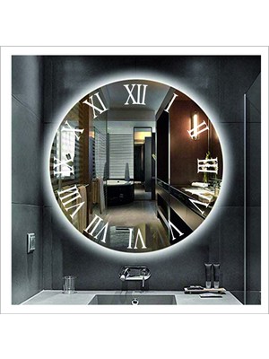 Dnr-Mirror60 Cm Beyaz Ledli Tasarım Kumlamalı Banyo Aynası Makyaj Aynası Işıklı Ayna