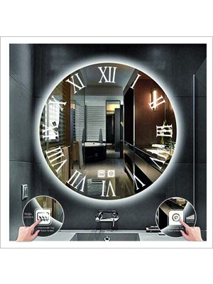 Dnr-MirrorDnr-Mirror 70 cm Beyaz Ledli Tasarım Kumlamalı Dokunmatik Tuşlu Buğu Önleyicili Banyo Aynası Makyaj Aynası