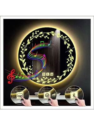 Dnr-MirrorDnr-Mirror 70 cm Günışığı Ledli Tasarım Kumlamalı Dokunmatik Bluetoothlu Buğu Önleyicili Makyaj Banyo Aynası
