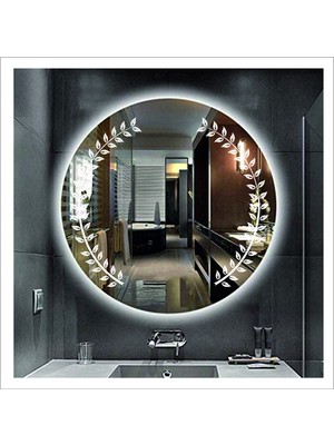 Dnr-MirrorDnr-Mirror 70 cm Beyaz Ledli Tasarım Kumlamalı Banyo Aynası Makyaj Aynası Işıklı Ayna