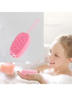 Pi İthalat Süngerli Silikon Duş Fırçası - Peeling Banyo Kesesi